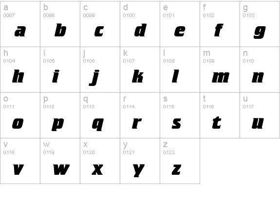 Crillee Extra Bold Italic Plain lowercase a-z preview