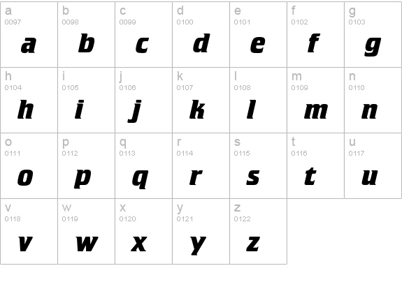 CrilleeEF-BoldItalic lowercase a-z preview