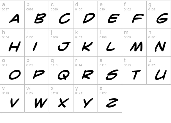 CrimeFighter BB Bold lowercase a-z preview