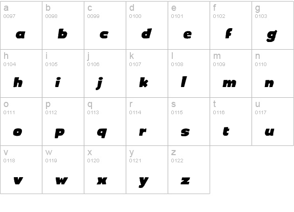 Crimewave BB Italic lowercase a-z preview
