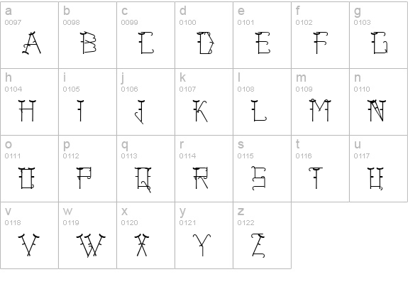 CrippledFont lowercase a-z preview