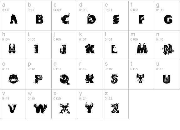 Critter lowercase a-z preview