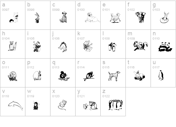 Critters by Darrian lowercase a-z preview