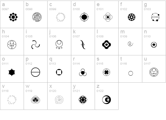 Crop Circle Dingbats lowercase a-z preview