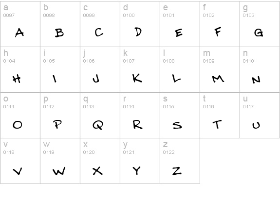 CrosbysHand lowercase a-z preview