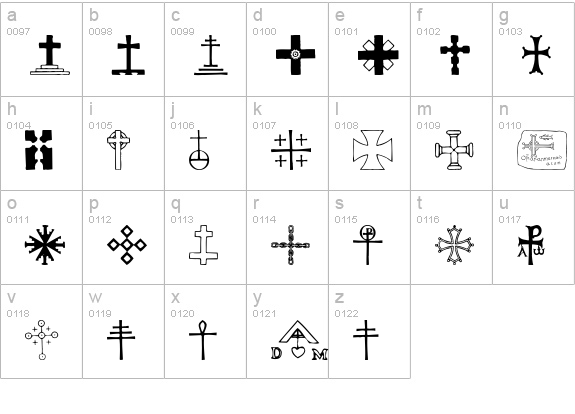 Crosses lowercase a-z preview
