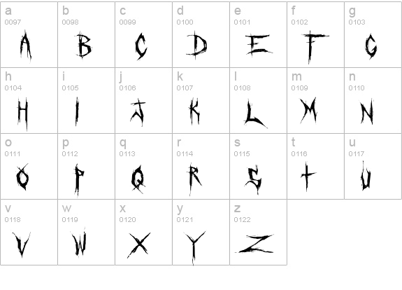 Crucifixion Regular lowercase a-z preview