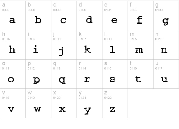 Crud Font lowercase a-z preview