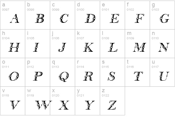 CruiselineDisplayCaps Italic lowercase a-z preview