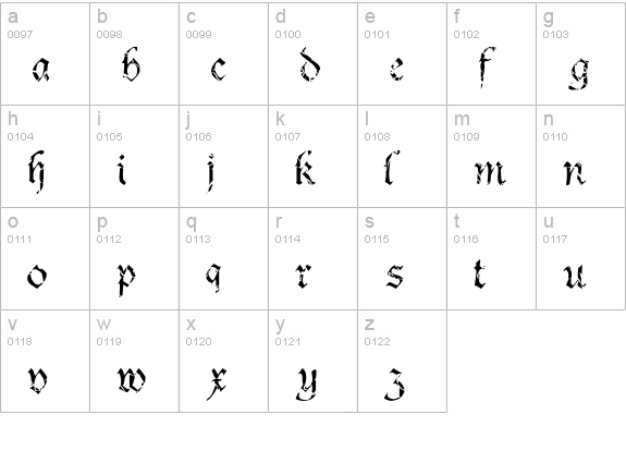 Crumble lowercase a-z preview