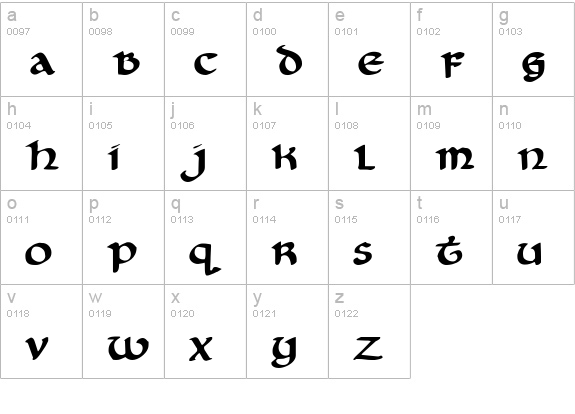 Cry Uncial lowercase a-z preview