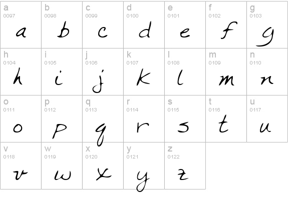 CrystalsHand Regular lowercase a-z preview