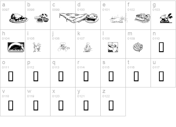 Culinary Art lowercase a-z preview