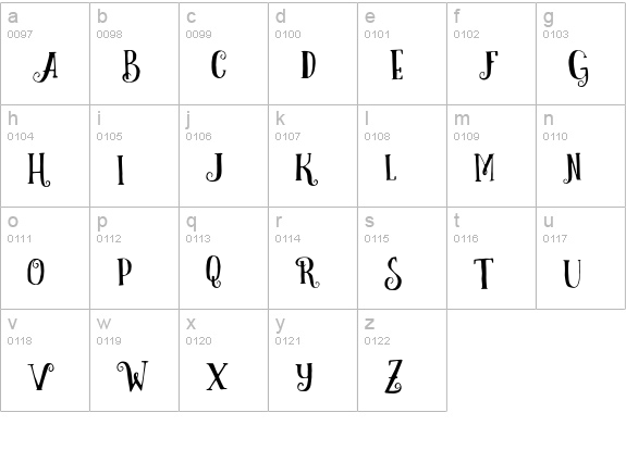 Curely lowercase a-z preview