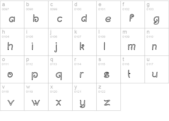 Curlmudgeon Hollow lowercase a-z preview