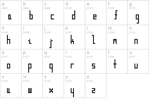 Curveless lowercase a-z preview