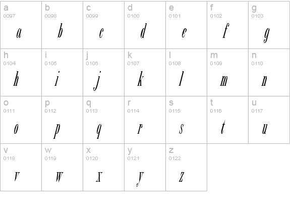 CutterItalic lowercase a-z preview