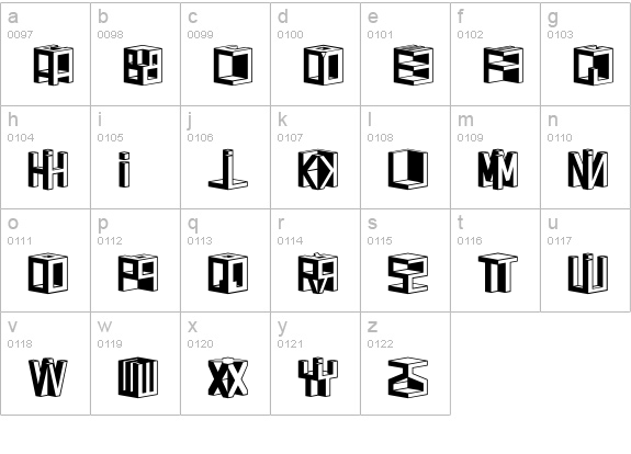 D3 Cubism lowercase a-z preview