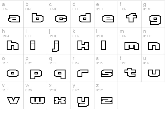 D3 Egoistism outline lowercase a-z preview
