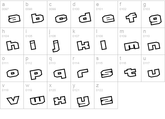 D3 Egoistism outline leaning lowercase a-z preview