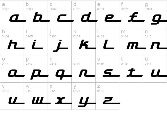 D3 Roadsterism Long Italic lowercase a-z preview