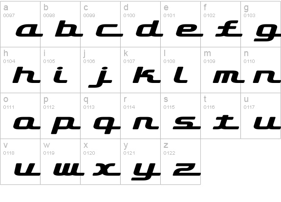 D3 Roadsterism Wide Italic lowercase a-z preview