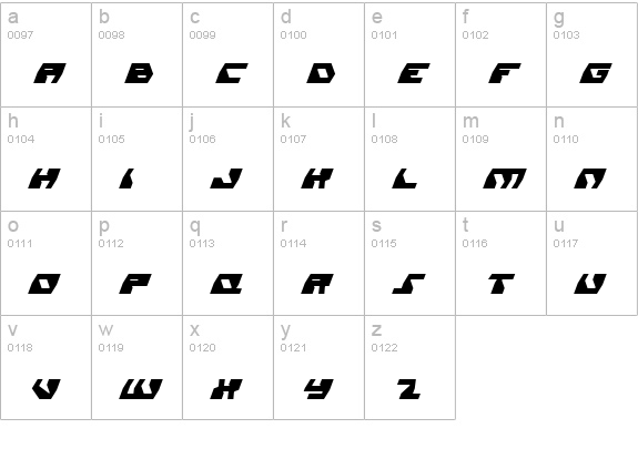 Daedalus Condensed Italic lowercase a-z preview