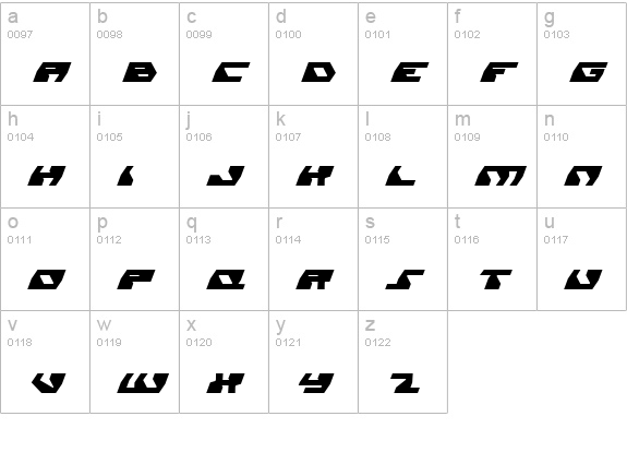 Daedalus Italic lowercase a-z preview
