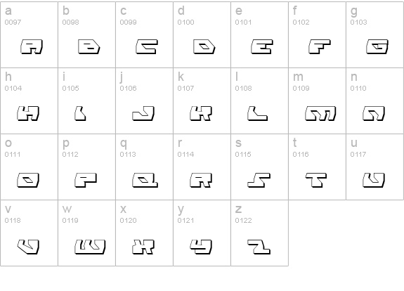 Daedalus Shadow lowercase a-z preview
