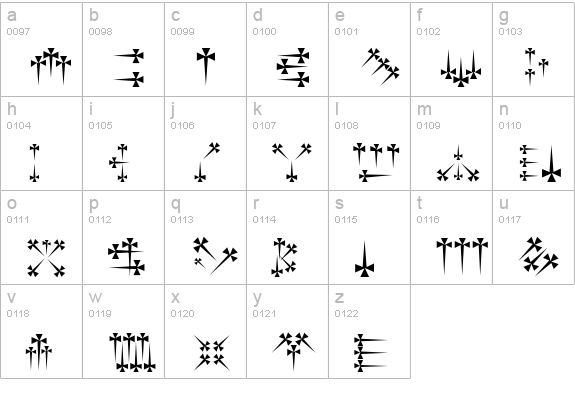 Daggers Regular lowercase a-z preview