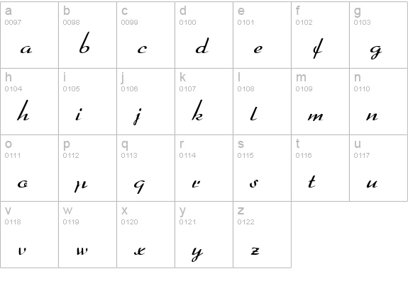 Dahrlin Regular lowercase a-z preview