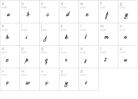 Daisy Script lowercase a-z preview