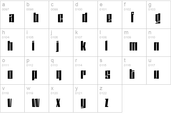 DaleysGothic-Bold lowercase a-z preview