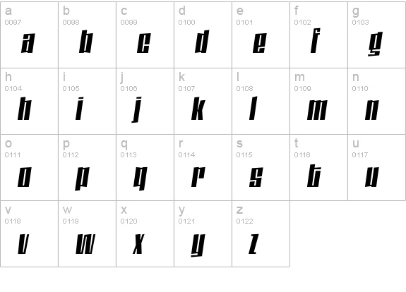 DaleysGothic-BoldItalic lowercase a-z preview