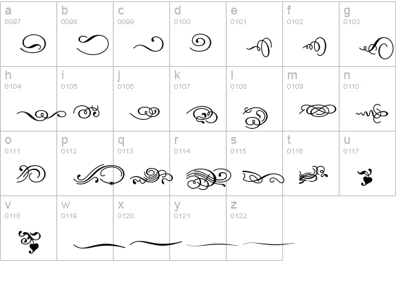 DallianceFlourishes lowercase a-z preview