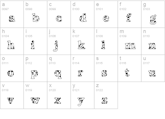 Dalmatian lowercase a-z preview
