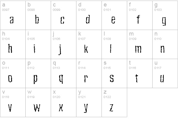 Damage-Light lowercase a-z preview