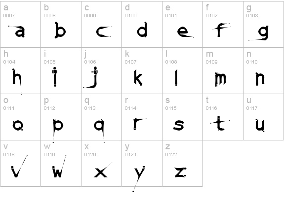 DamagedSataLightExtended lowercase a-z preview