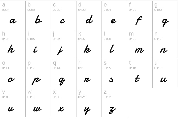 Damion lowercase a-z preview