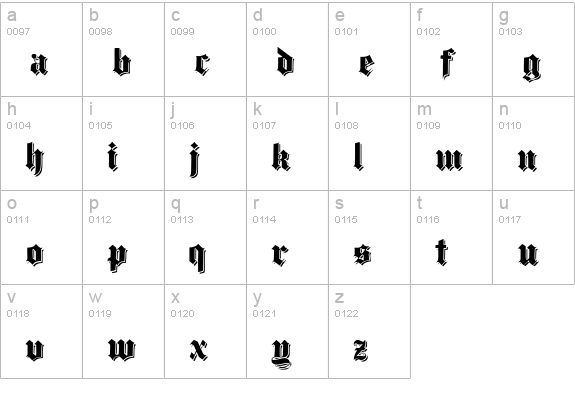 Dampfplatz Shadow Black lowercase a-z preview