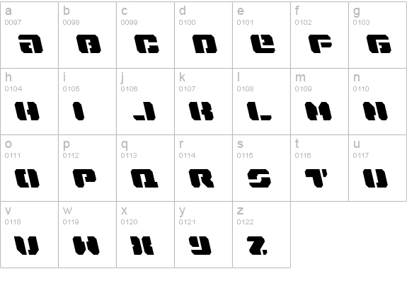 Dan Stargate Leftalic lowercase a-z preview