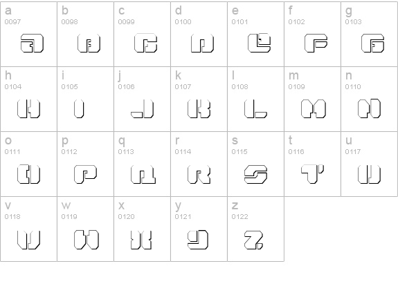 Dan Stargate Outline lowercase a-z preview