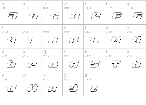 Dan Stargate Outline Italic lowercase a-z preview