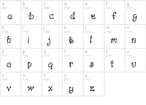 Dancin Plain lowercase a-z preview