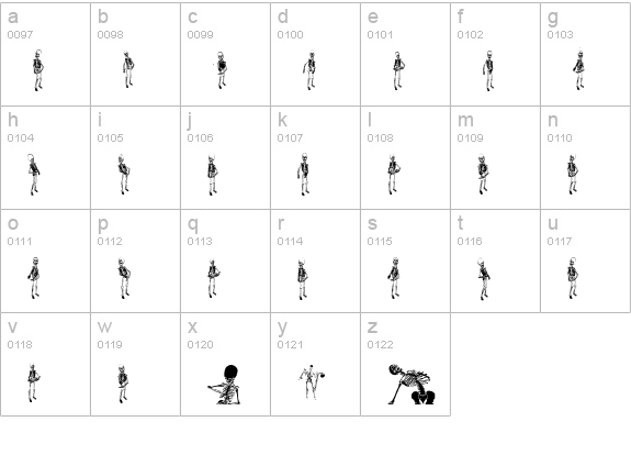 DANCING-DEAD lowercase a-z preview