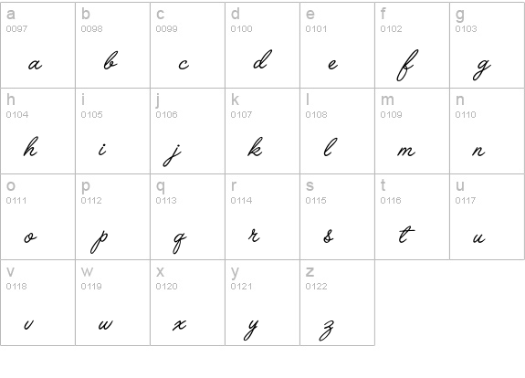 DanielScript lowercase a-z preview