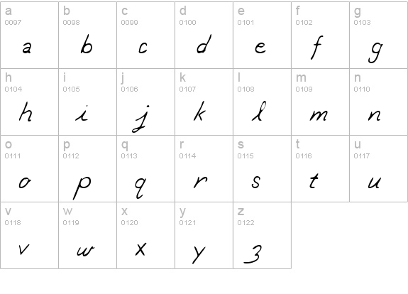 DarbysHand Regular lowercase a-z preview
