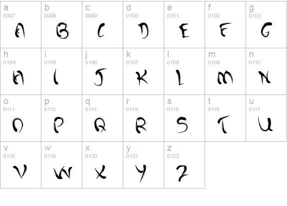 Dark past lowercase a-z preview