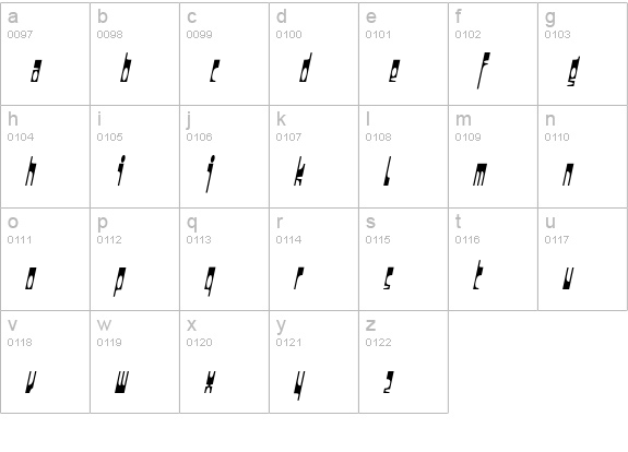 Darkside-Italic lowercase a-z preview