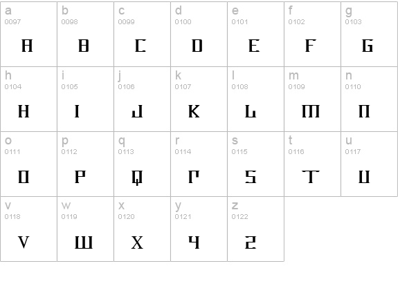 DarkWind Condensed lowercase a-z preview
